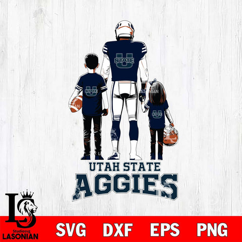 Utah State Aggies Father And Child Football SVG DXF EPS PNG FILE,NCAA SVG, Father day Digital Download,Instant Download, Silhouette