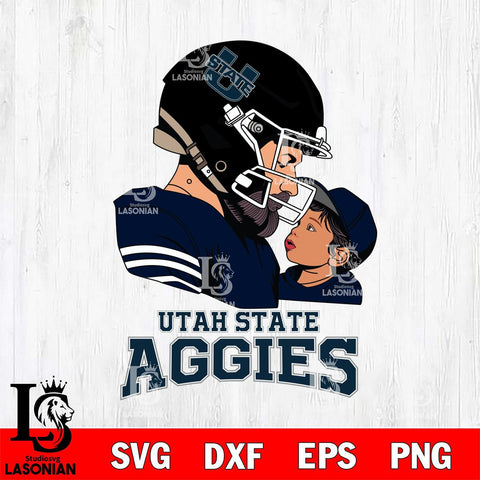 Utah State Aggies Father And Child Rugby SVG DXF EPS PNG FILE,NCAA SVG, Father day Digital Download,Instant Download, Silhouette