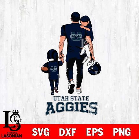 Utah State Aggies Father And Son Football SVG DXF EPS PNG FILE,NCAA SVG, Father day Digital Download,Instant Download, Silhouette