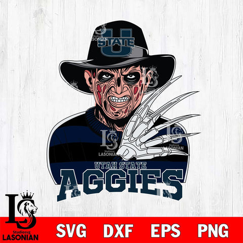 Utah State Aggies Freddy Krueger Horror Halloween Svg Eps Dxf Png File, NCAA svg, Digital Download, Instant Download