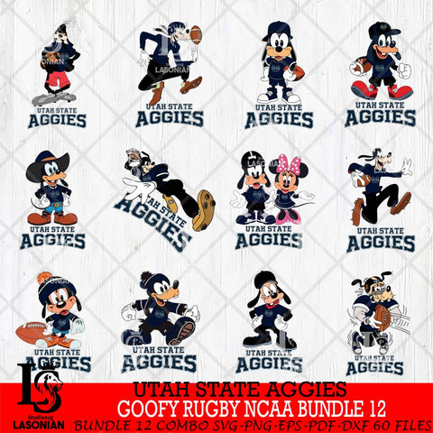 Utah State Aggies Goofy Rugby Disney NCAA Bundle 12 SVG DXF EPS PNG FILE,NCAA bundle svg ,Football Digital Download,Instant Download, Silhouette