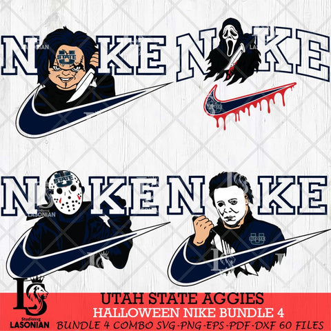 Utah State Aggies Halloween Nike NCAA Bundle 4 Svg Eps Dxf Png File, Digital Download, Instant Download