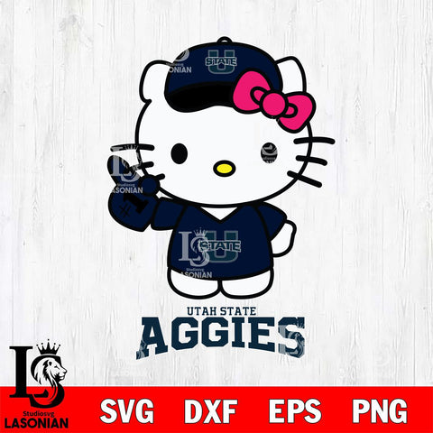 Utah State Aggies Hello Kitty Best Fan Svg Eps Dxf Png File, Digital Download, Instant Download