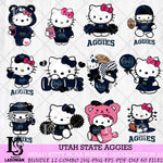 Utah State Aggies Hello Kitty Bundle 12 SVG Svg Eps Dxf Png File, Digital Download, Instant Download