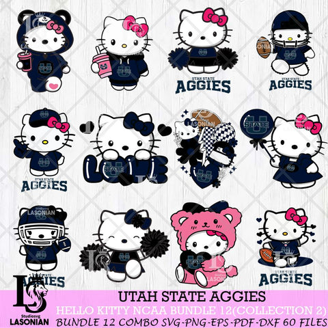 Utah State Aggies Hello Kitty Bundle 12 SVG Svg Eps Dxf Png File, Digital Download, Instant Download