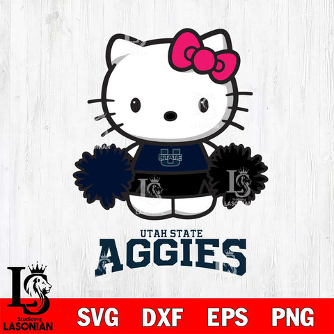 Utah State Aggies Hello Kitty Cheerleader 2 Svg Eps Dxf Png File, Digital Download, Instant Download