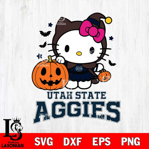 Utah State Aggies Hello Kitty Horror 1 Svg Eps Dxf Png File, Digital Download