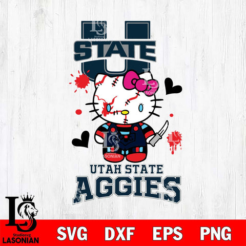 Utah State Aggies Hello Kitty Horror 2 Svg Eps Dxf Png File, Digital Download