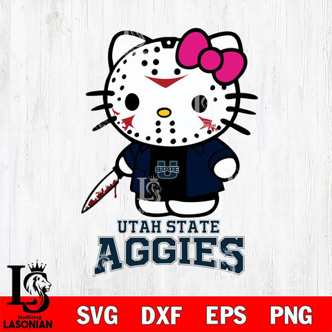 Utah State Aggies Hello Kitty Horror 3 Svg Eps Dxf Png File, Digital Download