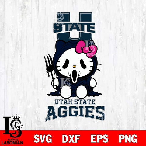 Utah State Aggies Hello Kitty Horror 4 Svg Eps Dxf Png File, Digital Download