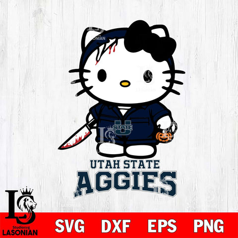 Utah State Aggies Hello Kitty Horror 5 Svg Eps Dxf Png File, Digital Download