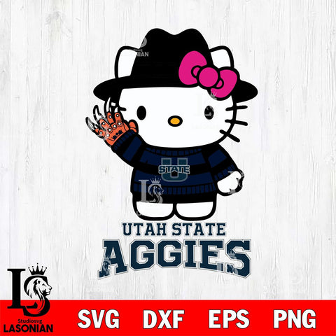 Utah State Aggies Hello Kitty Horror 6 Svg Eps Dxf Png File, Digital Download