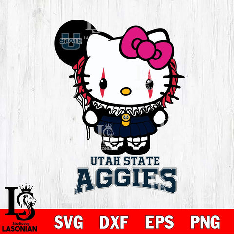 Utah State Aggies Hello Kitty Horror 7 Svg Eps Dxf Png File, Digital Download