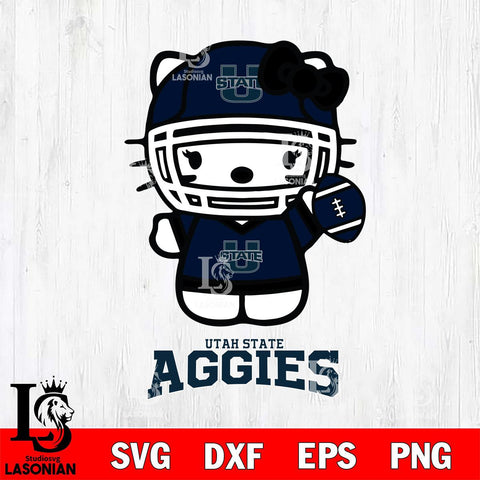 Utah State Aggies Hello Kitty NCAA 1 Svg Eps Dxf Png File, Digital Download, Instant Download