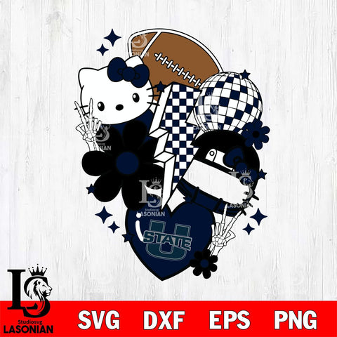 Utah State Aggies Hello Kitty NCAA 2 Svg Eps Dxf Png File, Digital Download, Instant Download