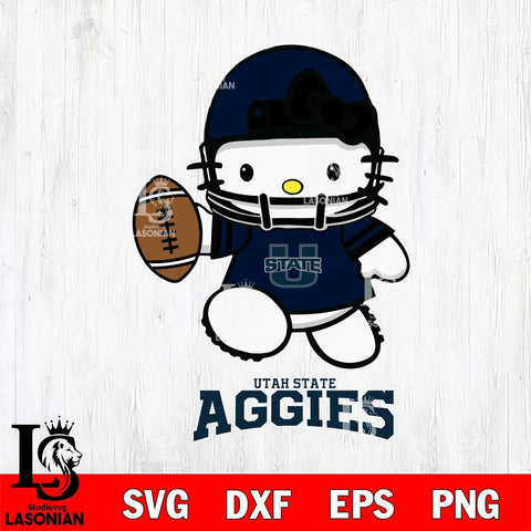 Utah State Aggies Hello Kitty NCAA 4 Svg Eps Dxf Png File, Digital Download, Instant Download