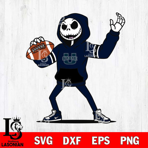 Utah State Aggies Jack Skellington Football Christmas File Cut, NCAA SVG DXF EPS PNG FILE, Digital Download , Criucut , Silhouette