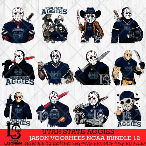 Utah State Aggies Jason Voorhees Horror Bundle 12 SVG Eps Dxf Png File, bundle NCAA svg, Digital Download, Instant Download