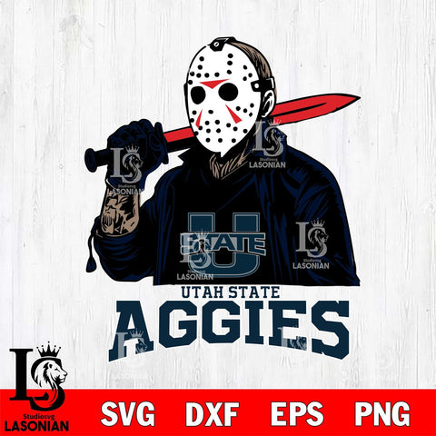 Utah State Aggies Jason Voorhees Horror Halloween Svg Eps Dxf Png File, NCAA svg, Digital Download, Instant Download