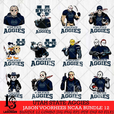 Utah State Aggies Jason Voorhees NCAA Bundle 12 SVG Svg Eps Dxf Png File, Digital Download
