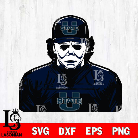 Utah State Aggies Michael Myers Horror Halloween Svg Eps Dxf Png File, NCAA svg, Digital Download, Instant Download