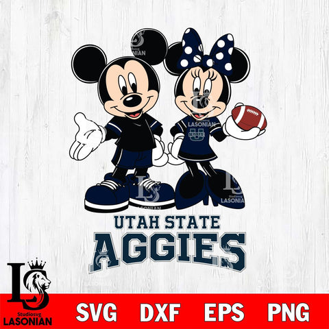 Utah State Aggies Mickey Minnie Football Svg Eps Dxf Png File, NCAA svg , Digital Download , Instant Download, Cricut File