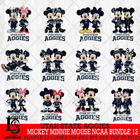 Utah State Aggies Mickey Minnie Mouse NCAA Bundle 12 Svg Eps Dxf Png File, Bundle NCAA svg , File Cut , Digital Download , Instant Download, Cut Svg Files