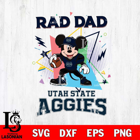 Utah State Aggies Mickey Mouse Sport Rad Dad SVG DXF EPS PNG FILE, NCAA File Cut,Digital Download,Instant Download