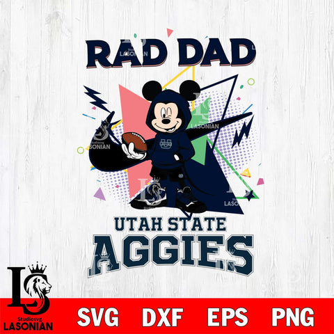 Utah State Aggies Mickey Wearing Hoodie Rad Dad SVG DXF EPS PNG FILE, NCAA File Cut,Digital Download,Instant Download