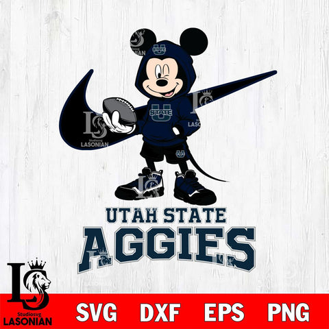 Utah State Aggies Mikey Mouse Disney NIKE, Svg Eps Dxf Png File, Digital Download