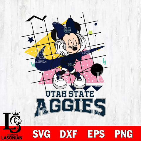 Utah State Aggies Minnie Mouse Dancing SVG DXF EPS PNG FILE, NCAA File Cut,Digital Download,Instant Download