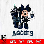 Utah State Aggies Minnie Mouse Fan And Coffee Svg Eps Dxf Png File, Digital Download, Instant Download