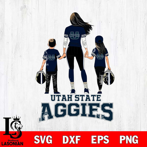 Utah State Aggies Mother and son Rugby SVG DXF EPS PNG FILE,NCAA SVG, Father day Digital Download,Instant Download, Silhouette