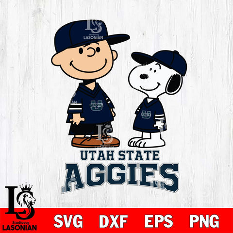 Utah State Aggies Peanuts Snoopy Football SVG DXF EPS PNG FILE,Snoopy File Cut, NCAA Digital Download,Instant Download,Christmas Silhouette