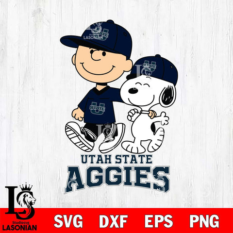 Utah State Aggies Peanuts Snoopy Friends SVG DXF EPS PNG FILE,Snoopy File Cut, NCAA Digital Download,Instant Download,Christmas Silhouette