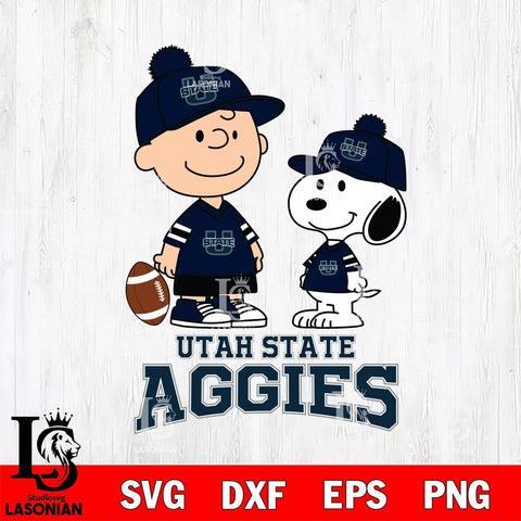 Utah State Aggies Peanuts Snoopy Friends Football SVG DXF EPS PNG FILE,Snoopy File Cut, NCAA Digital Download,Instant Download,Christmas Silhouette