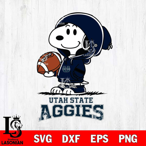 Utah State Aggies Snoopy Football Svg Eps Dxf Png File, NCAA svg , Digital Download , Instant Download, Cricut File