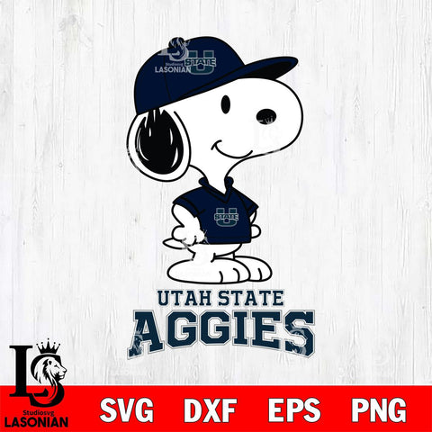 Utah State Aggies Snoopy Football sport SVG DXF EPS PNG FILE,Snoopy File Cut, NCAA Digital Download,Instant Download,Christmas Silhouette