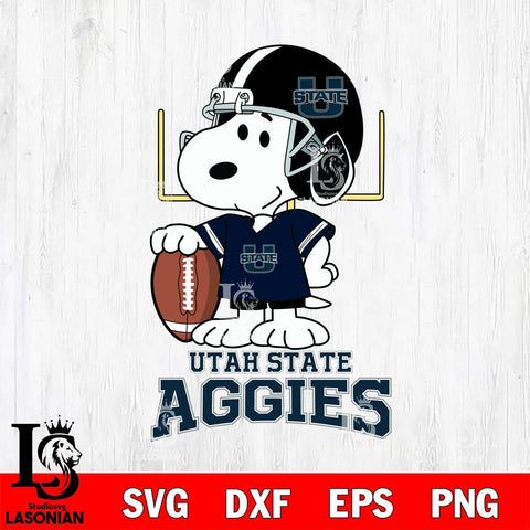 Utah State Aggies Snoopy Player Football SVG DXF EPS PNG FILE,Snoopy File Cut, NCAA Digital Download,Instant Download,Christmas Silhouette
