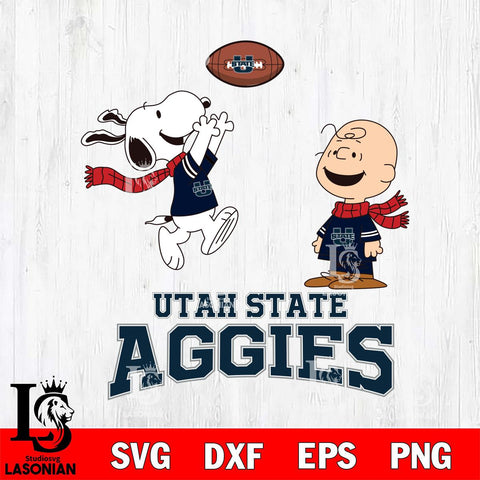 Utah State Aggies Snoopy & Charlie Brown Football Cricut,Christmas SVG DXF EPS PNG FILE, NCAA Digital Download,Instant Download, Silhouette