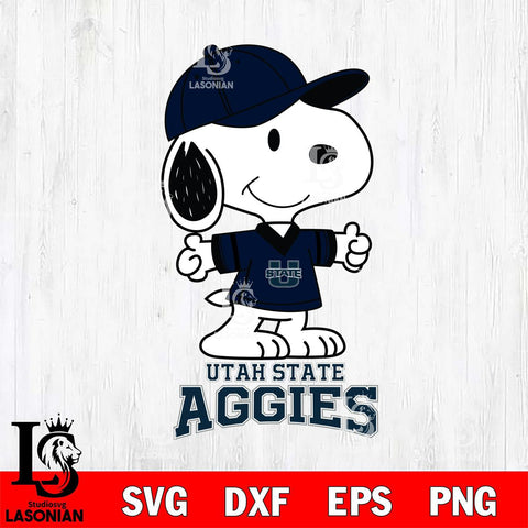 Utah State Aggies Snoopy football SVG DXF EPS PNG FILE,Snoopy File Cut, NCAA Digital Download,Instant Download,Christmas Silhouette
