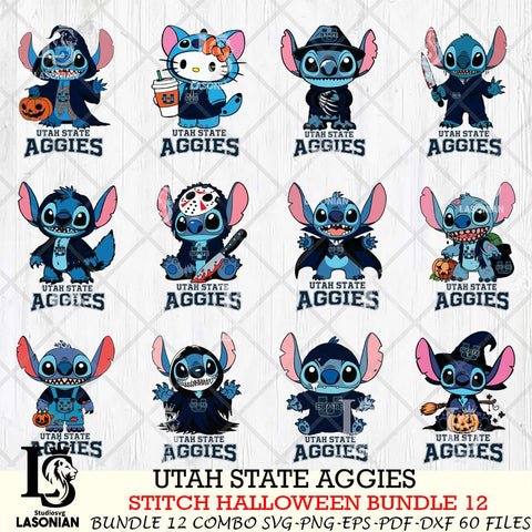 Utah State Aggies Stitch Horror Bundle 12 SVG Svg Eps Dxf Png File, NCAA svg, Digital Download, Instant Download