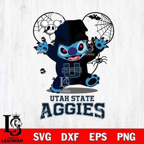 Utah State Aggies Stitch Horror Halloween 2 Svg Eps Dxf Png File, Digital Download, Instant Download