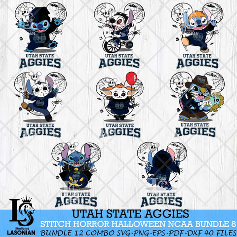 Utah State Aggies Stitch Horror Halloween Bundle NCAA Svg Eps Dxf Png File, Digital Download, Instant Download