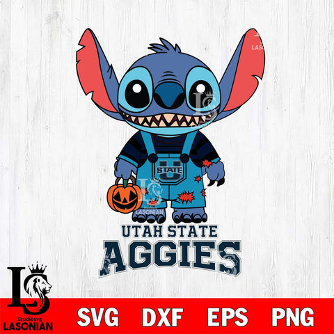 Utah State Aggies Stitch Horror Halloween Svg Eps Dxf Png File, NCAA svg, Digital Download, Instant Download