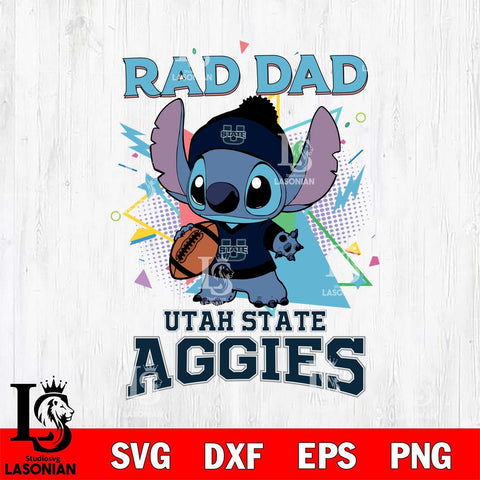 Utah State Aggies Stitch Rad Dad SVG DXF EPS PNG FILE, NCAA File Cut,Digital Download,Instant Download