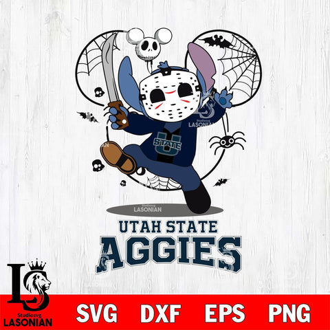 Utah State Aggies Stitch jason voorhees Halloween Svg Eps Dxf Png File, Digital Download, Instant Download