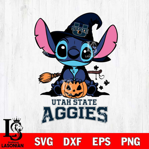 Utah State Aggies Stitch witch Svg Eps Dxf Png File, NCAA svg, Digital Download, Instant Download