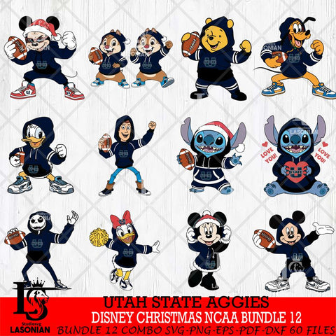 Utah State Aggies  Disney christmas NCAA Bundle File Cut, Bundle NCAA SVG DXF EPS PNG FILE, Digital Download , Criucut , Silhouette