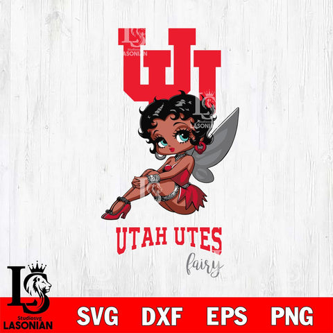 Utah Utes Beauty Black Fairy Betty Boop, Svg Eps Dxf Png File, Digital Download